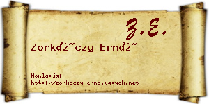 Zorkóczy Ernő névjegykártya